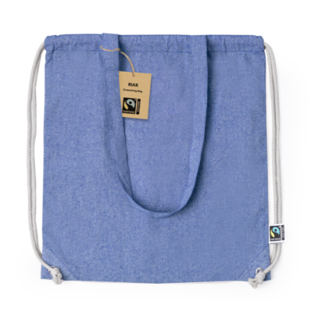 Sac ficelle et cordon publicitaire 100% coton 140 g/m2 Riak Fairtrade