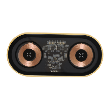 Double Chargeur à induction personnalisable 15W en bambou avec surface transparente Layerit Double Chargeur à induction personnalisable 15W en bambou avec surface transparente Layerit