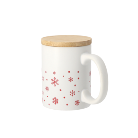 Tasse personnalisé en céramique et couvercle en bambou avec motif de Noël 300ml - Helogran Tasse personnalisé en céramique et couvercle en bambou avec motif de Noël 300ml - Helogran
