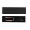 Coffret personnalisable stylo bille et roller en aluminium recyclé noir et rose gold - Encre bleue Coffret personnalisable stylo bille et roller en aluminium recyclé noir et rose gold - Encre bleue