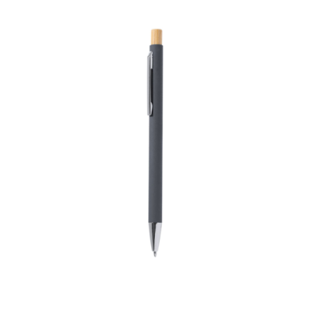 Stylo en aluminium recyclé GRS personnalisable avec bouton en bambou - Kosif Stylo en aluminium recyclé GRS personnalisable avec bouton en bambou - Kosif