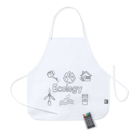 Tablier pour enfant publicitaire coloriable avec 5 cires en TNT - Mayfil Tablier pour enfant publicitaire coloriable avec 5 cires en TNT - Mayfil