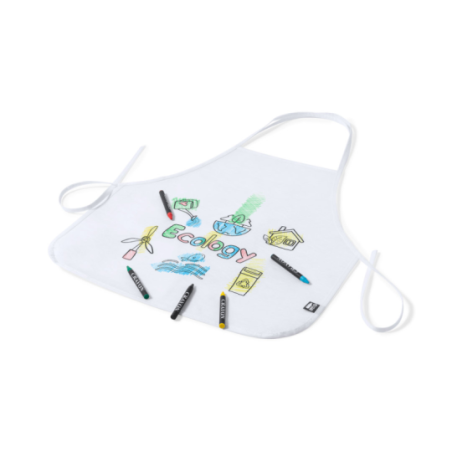 Tablier pour enfant publicitaire coloriable avec 5 cires en TNT - Mayfil Tablier pour enfant publicitaire coloriable avec 5 cires en TNT - Mayfil
