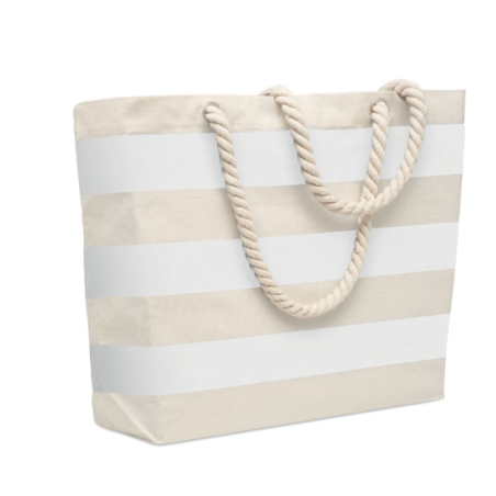 Sac de plage personnalisable en coton rayé 220 gr/m² avec corde - HEAVEN Sac de plage personnalisable en coton rayé 220 gr/m² avec corde - HEAVEN