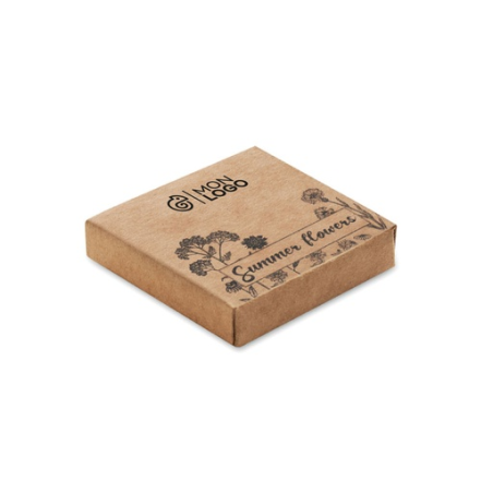 Kit personnalisable avec disque de tourbe pressé et mélange de graines fleurs d'été