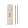 Pailles personnalisable en bambou avec brosse en acier inoxydable et nylon dans une pochette en coton