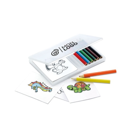 Set personnalisé de coloriage avec crayons de couleur en bois et feuille de coloriage