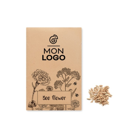 Sachet personnalisable de graines mélange de fleurs mellifère en papier kraft