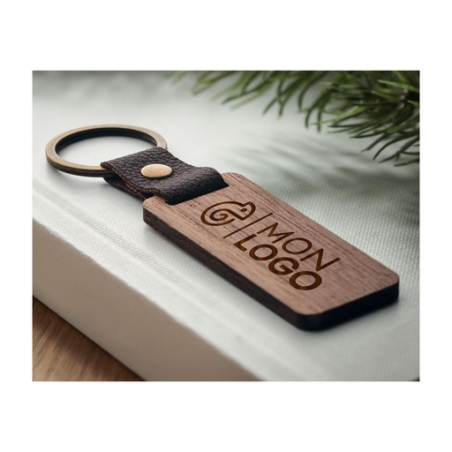Porte-clés personnalisable en noyer et PU - NAWKEY