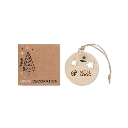 Suspension de noël personnalisable en bois en forme de boule