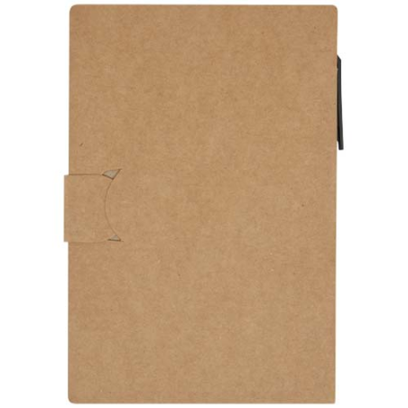 Bloc notes adhésif personnalisable en papier 70g/m2 FSC avec stylo bille (encre noire)