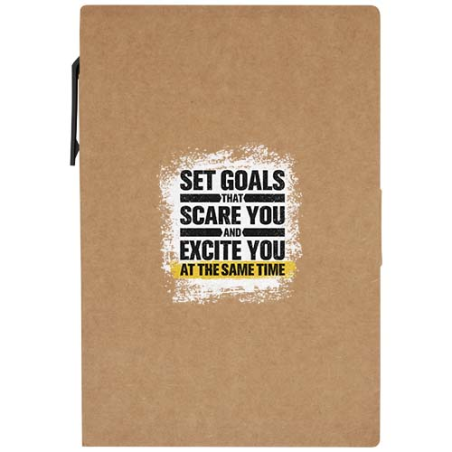 Bloc notes adhésif personnalisable en papier 70g/m2 FSC avec stylo bille (encre noire)