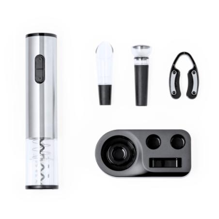Kit sommelier personnalisable avec 4 accessoires et support en inox Magnar