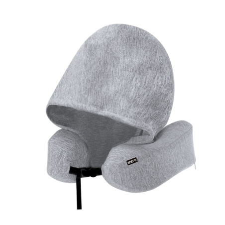 Coussin de voyage personnalisé avec Capuche en RPET doux - Dolking Coussin de voyage personnalisé avec Capuche en RPET doux - Dolking