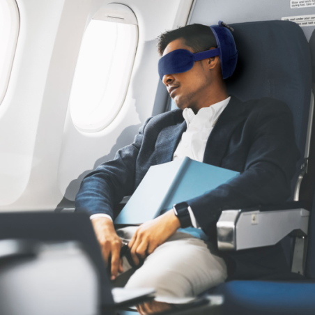 Coussin et masque de voyage publicitaire en RPET doux - Pansir Coussin et masque de voyage publicitaire en RPET doux - Pansir
