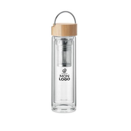 Bouteille en verre personnalisable avec infuseur - 400ml