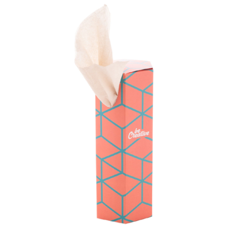 Boîte personnalisée format poche hexagonale avec mouchoirs en papier recyclés - Hatschi mini Boîte personnalisée format poche hexagonale avec mouchoirs en papier recyclés - Hatschi mini