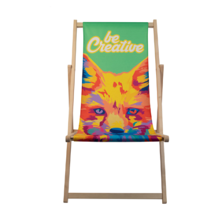 Chaise longue personnalisable en bois et tissu polyester RPET 600D impression en sublimation - Soléo Chaise longue personnalisable en bois et tissu polyester RPET 600D impression en sublimation - Soléo