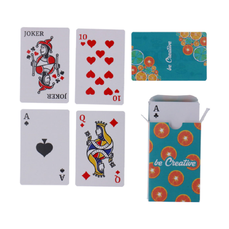 Mini jeu de 54 cartes personnalisables avec boîte en papier cartonnée - 55 x 85 mm