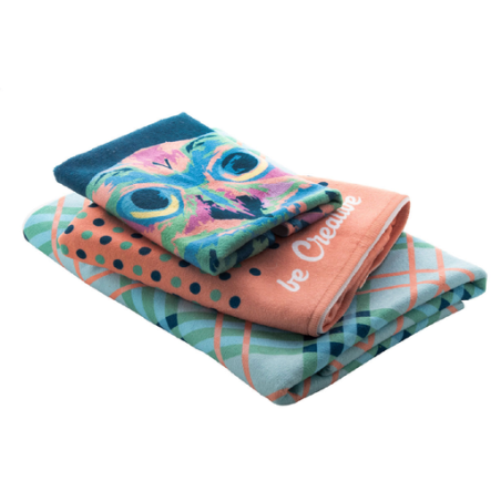 Serviette personnalisable en sublimation 100% coton et microfibre taille L 400gr/m2 - Towly Serviette personnalisable en sublimation 100% coton et microfibre taille L 400gr/m2 - Towly