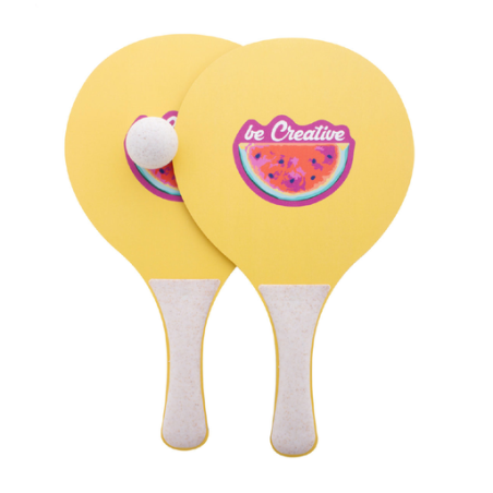 Set de raquettes de plage personnalisable en bois et plastique de paille de blé avec balle incluse - Sandplay Set de raquettes de plage personnalisable en bois et plastique de paille de blé avec balle incluse - Sandplay