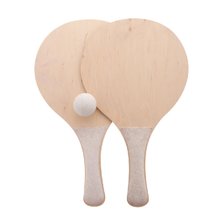 Set de raquettes de plage personnalisable en bois et plastique de paille de blé avec balle incluse - Sandplay Set de raquettes de plage personnalisable en bois et plastique de paille de blé avec balle incluse - Sandplay
