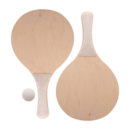 Set de raquettes de plage personnalisable en bois et plastique de paille de blé avec balle incluse - Sandplay Set de raquettes de plage personnalisable en bois et plastique de paille de blé avec balle incluse - Sandplay
