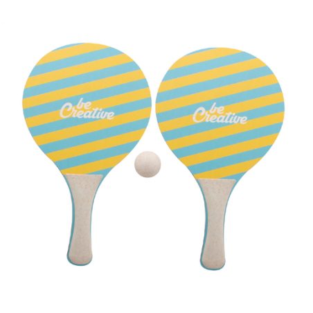 Set de raquettes de plage personnalisable en bois et plastique de paille de blé avec balle incluse - Sandplay Set de raquettes de plage personnalisable en bois et plastique de paille de blé avec balle incluse - Sandplay