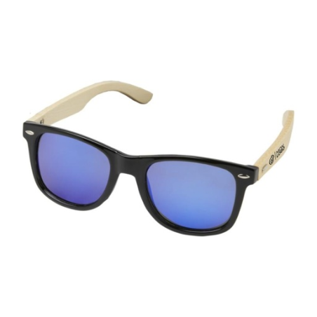 Lunettes de soleil publicitaire polarisées miroir Taiyō en rPET/bambou dans coffret cadeau