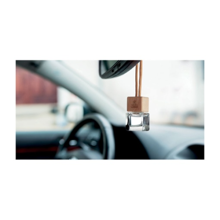 Désodorisant pour voiture personnalisable et rechargeable en verre et bois 5ml