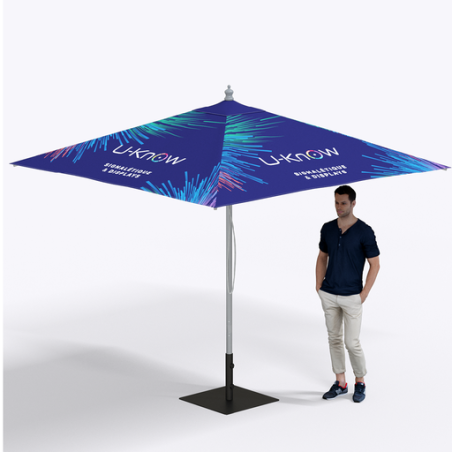 Parasol personnalisable carré 3 x 3m en aluminium