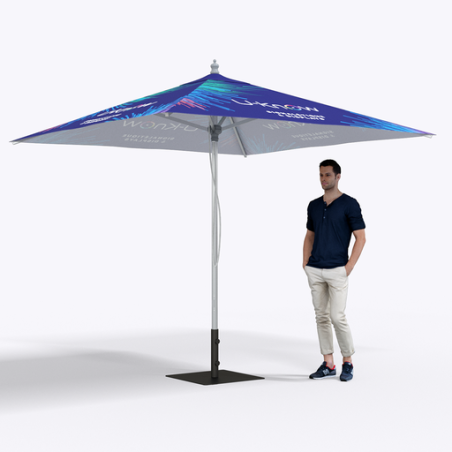 Parasol personnalisable carré 3 x 3m en aluminium