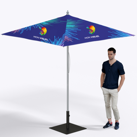 Parasol personnalisable carré 2,5x2,5m en aluminium