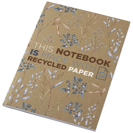 Carnet personnalisable A5 à couverture souple carton kraft naturel de 350 g/m² avec 50&nbsp;feuilles papier recyclé de 80 g/m²