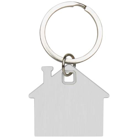 Porte-clés personnalisable en forme de maison en acier inoxydable et plastique