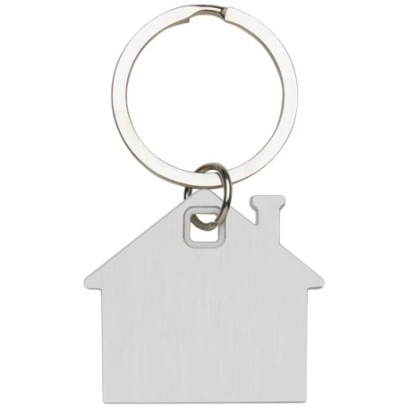 Porte-clés personnalisable en forme de maison en acier inoxydable et plastique