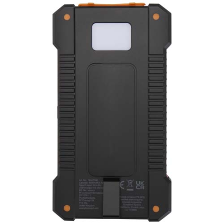 Batterie de secours solaire personnalisable Altair robuste de 5&nbsp;000&nbsp;mAh et 10&nbsp;W en plastique recyclé avec lampe de poche intégré