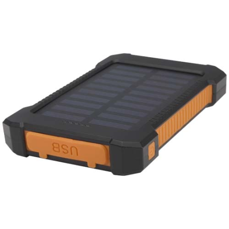 Batterie de secours solaire personnalisable Altair robuste de 5&nbsp;000&nbsp;mAh et 10&nbsp;W en plastique recyclé avec lampe de poche intégré