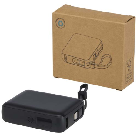 Batterie externe personnalisable Acrux de 10&nbsp;000&nbsp;mAh et&nbsp;35&nbsp;W pour tablette avec câble Type-C intégré - fabriquée en plastique re
