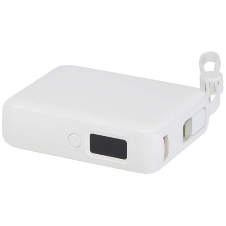 Batterie externe personnalisable Acrux de 10&nbsp;000&nbsp;mAh et&nbsp;35&nbsp;W pour tablette avec câble Type-C intégré - fabriquée en plastique re