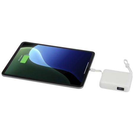 Batterie externe personnalisable Acrux de 10&nbsp;000&nbsp;mAh et&nbsp;35&nbsp;W pour tablette avec câble Type-C intégré - fabriquée en plastique re