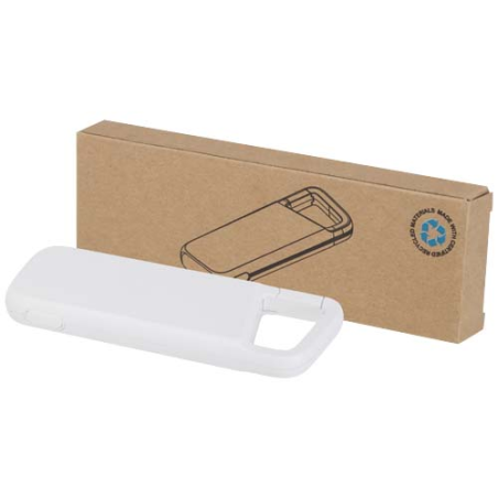 Batterie externe personnalisée Alkes de 5&nbsp;000 mAh et 12&nbsp;W en plastique recyclé résistante à l’eau avec mousqueton