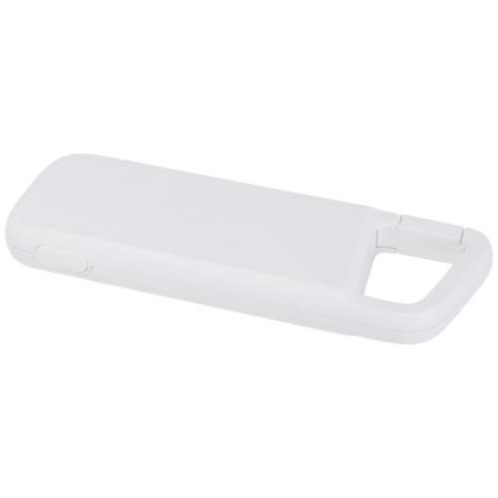 Batterie externe personnalisée Alkes de 5&nbsp;000 mAh et 12&nbsp;W en plastique recyclé résistante à l’eau avec mousqueton
