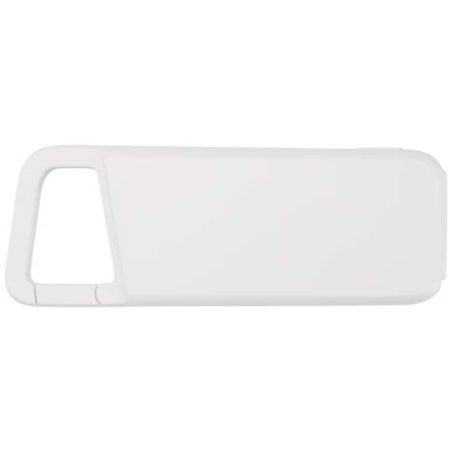 Batterie externe personnalisée Alkes de 5&nbsp;000 mAh et 12&nbsp;W en plastique recyclé résistante à l’eau avec mousqueton