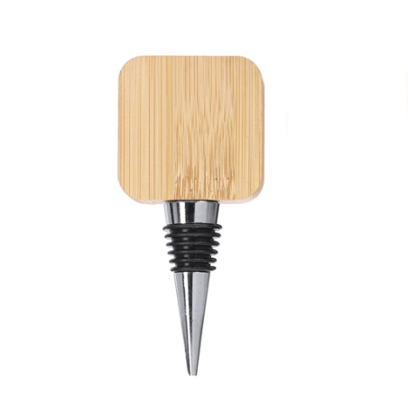 Bouchon de bouteille décapsuleur personnalisé en inox et bambou - Pomni
