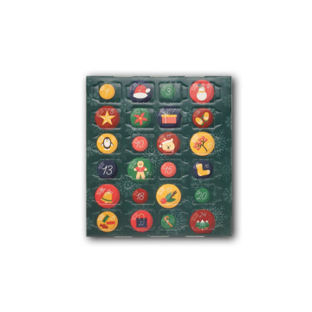 Petit calendrier de l'avent personnalisé billes de chocolat coeur céréales (12,5 x 14 cm)