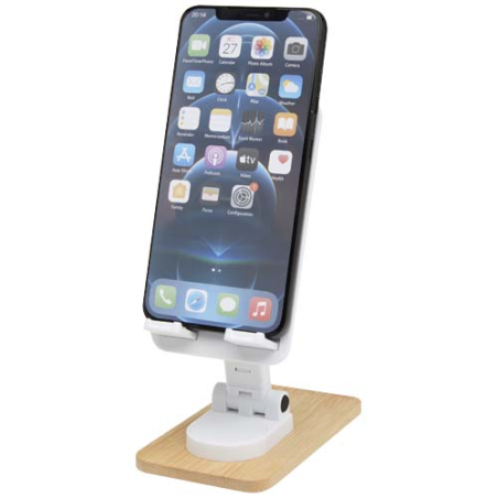 Support de téléphone personnalisé Alfirk pliable en plastique recyclé avec détails en bambou