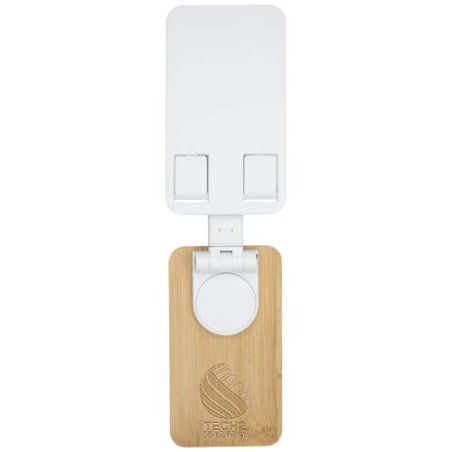 Support de téléphone personnalisé Alfirk pliable en plastique recyclé avec détails en bambou