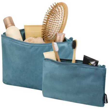 Set de trousses de toilette personnalisable en velvet gomme recyclées GRS Swift