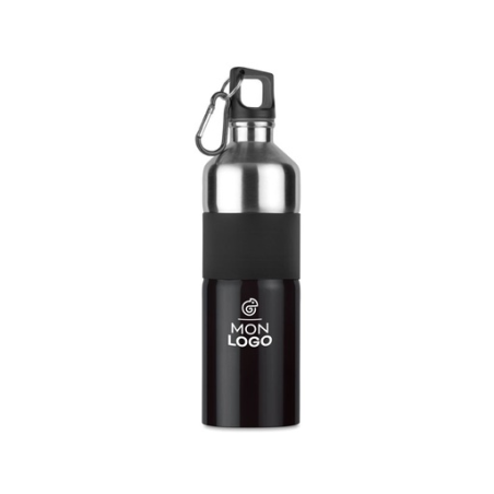 Bouteille en inox personnalisabe avec mousqueton et grip en caoutchouc 750 ml